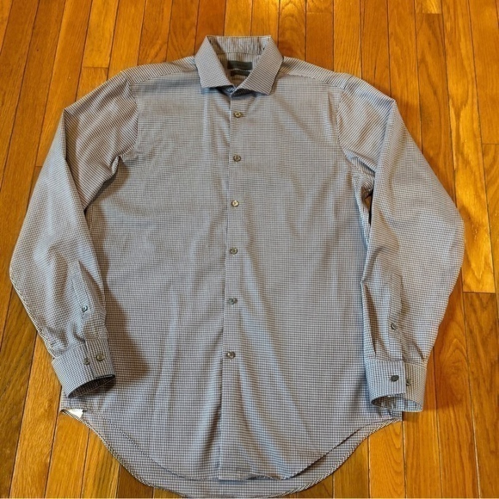 Calvin Klein CK Slim Fit Non Iron Button Down Front Dress Shirt Mens 16 34/35